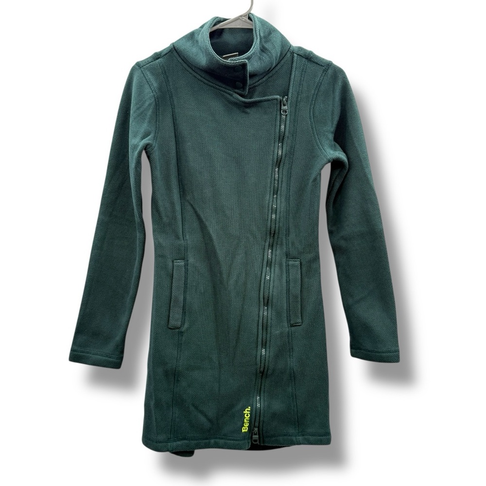Bench Green Long Jacket Size XS Asymmetrical Zip Casual Fall Layer
